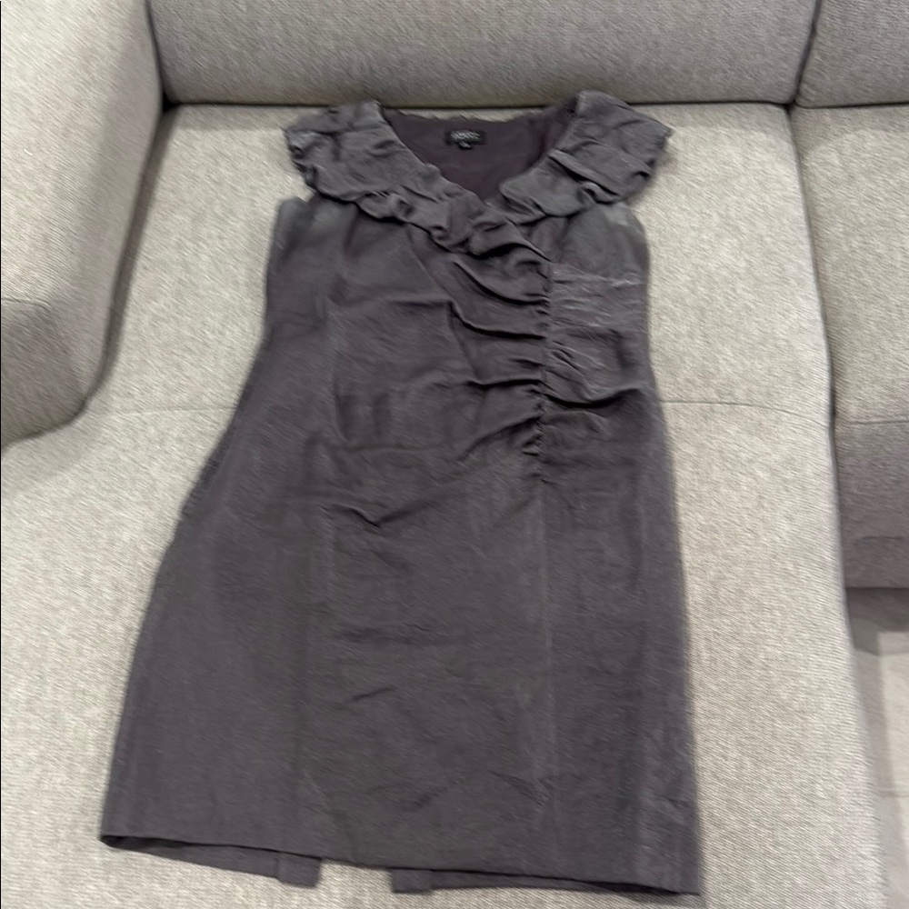 Adrianna Papell Charcoal Ruffle Mini Dress